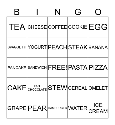 THINGS TO EAT - UNIT 5 Bingo Card