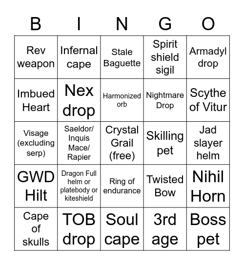 Bingo (master) Bingo Card
