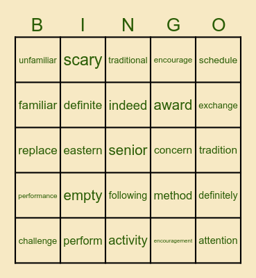 SM B1U1 VOC Bingo Card