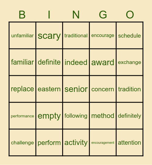 SM B1U1 VOC Bingo Card