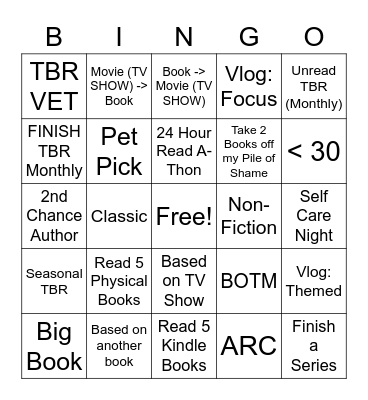 Book Buying Bingo Card