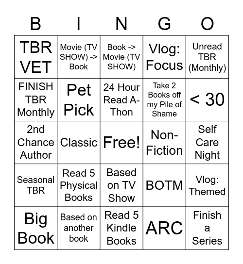 Book Buying Bingo Card