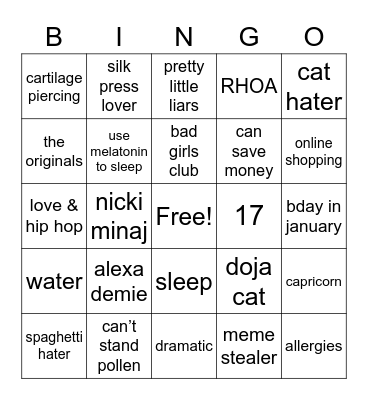 may’s Bingo Card