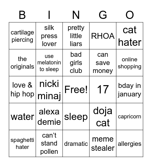 may’s Bingo Card