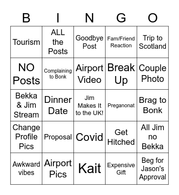 Jim Goes to the UK! Bingo Card