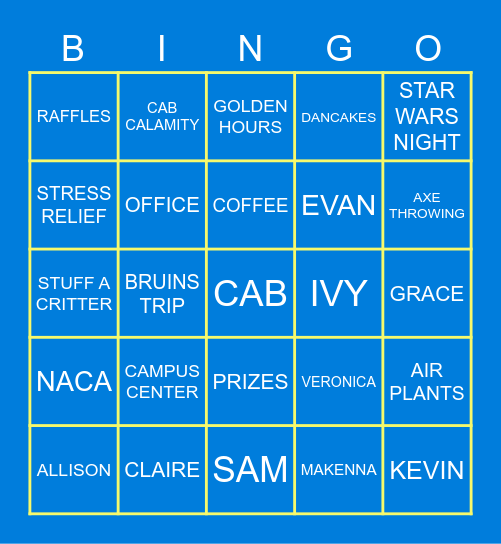 CAB Bingo Card