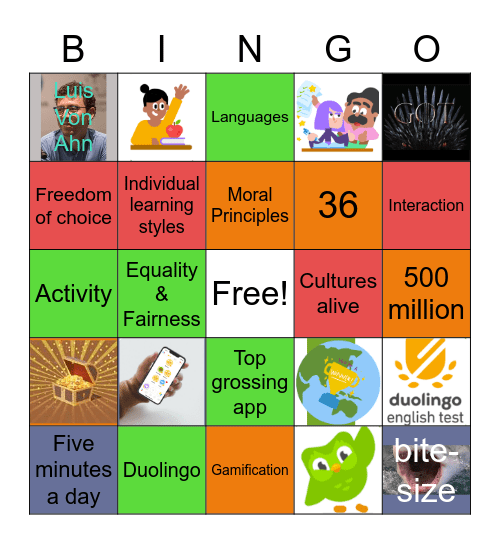 Duolingo Bingo Card