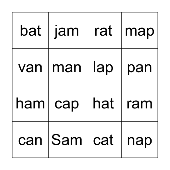 SSP Phonics Bingo Card