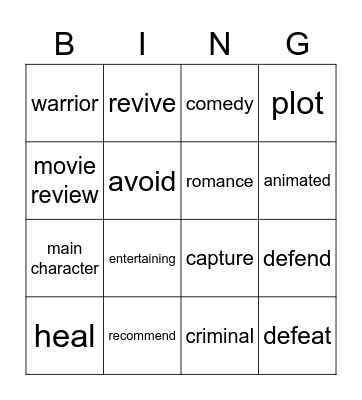 Let's go to the movies Bingo Card