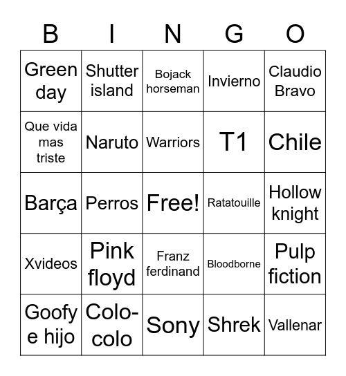 Topo Bingo Card