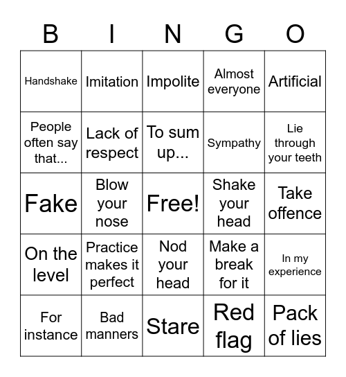 Communication Bingo! Bingo Card