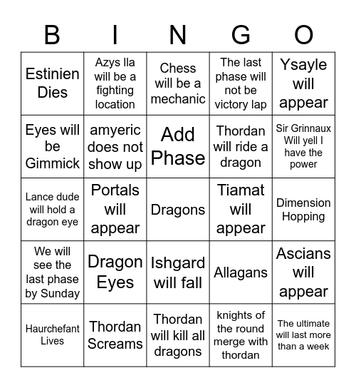 DSR Ultimate Bingo Card