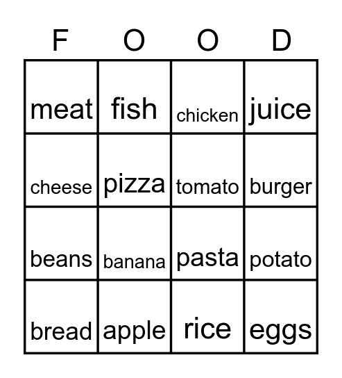 Yummy, yummy in my tummy Bingo Card