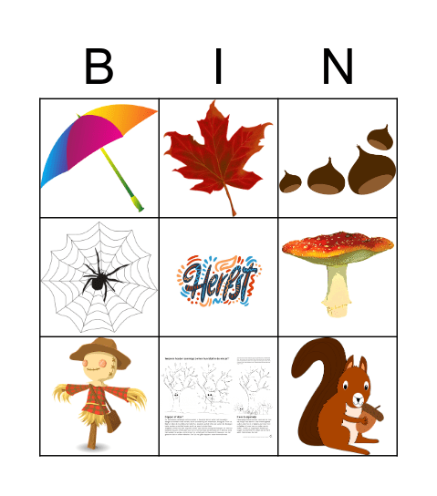 Herfst Bingo Card