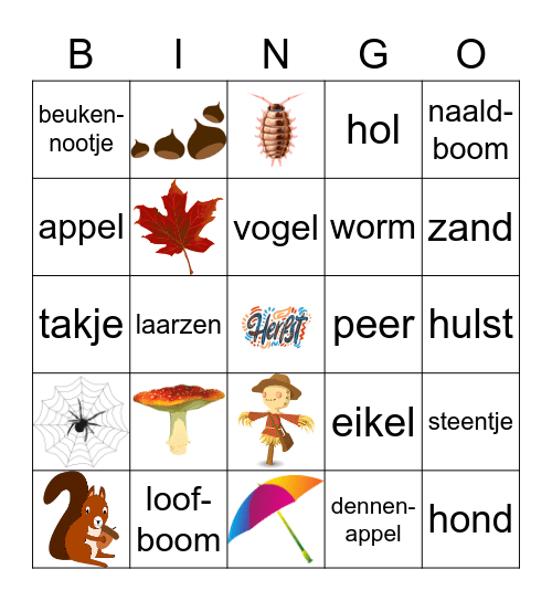 Herfst Bingo Card