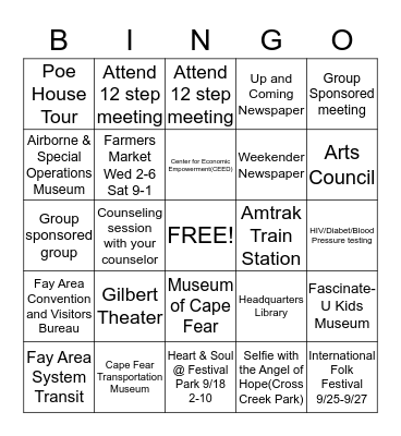Scavenger Hunt and Event Participation Bingo Card