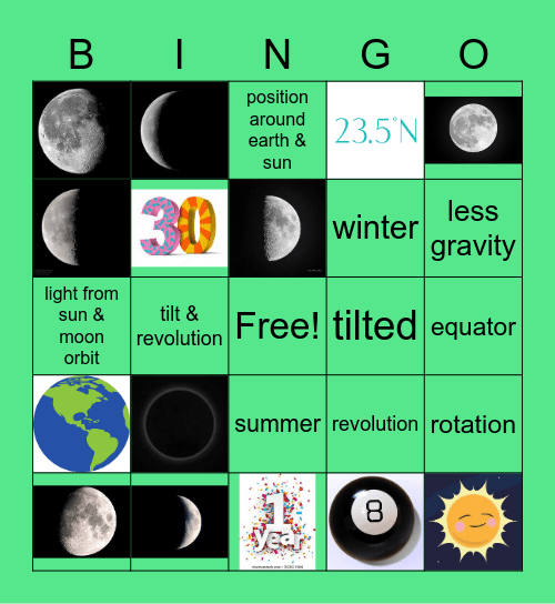 Earth, Sun, & Moon Bingo Card