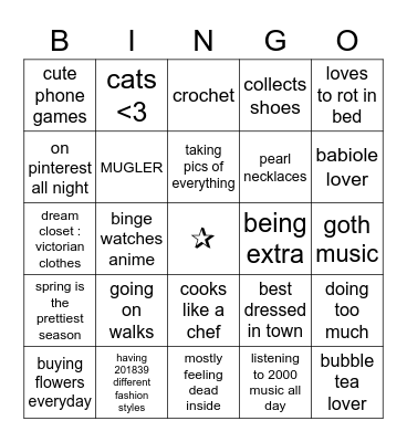 Diane’s bingo Card