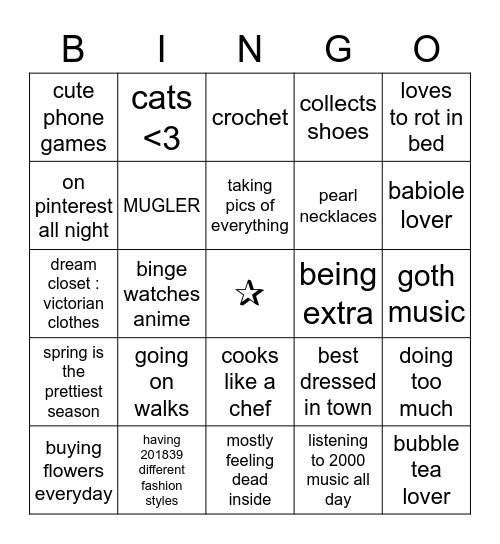 Diane’s bingo Card