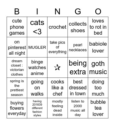 Diane’s bingo Card