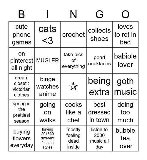 Diane’s bingo Card