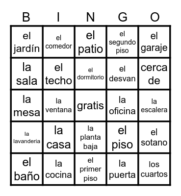 los cuartos Bingo Card