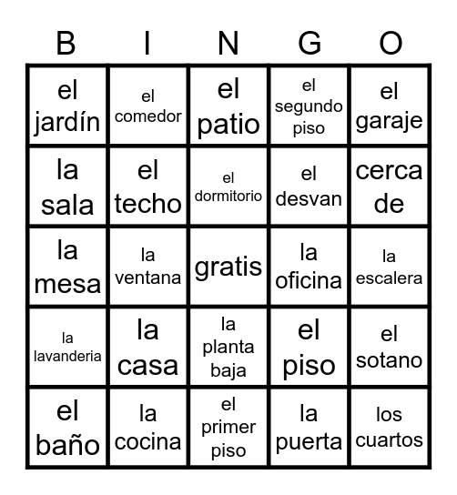 los cuartos Bingo Card