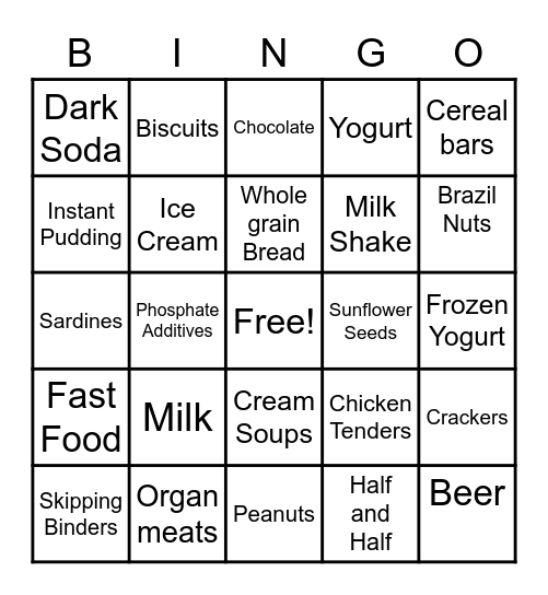 Say No Bingo Card