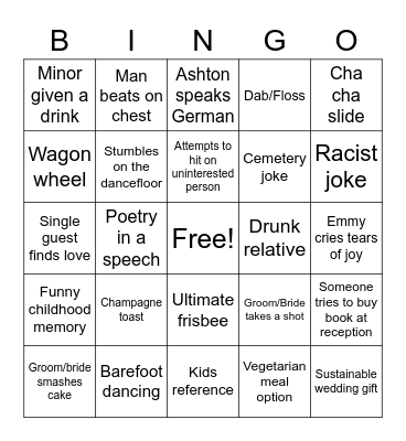 Wedding Bingo Card