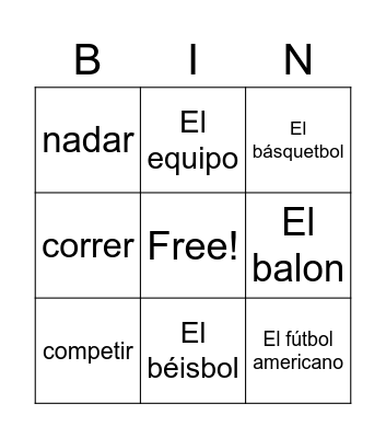 Sports Bingo Card