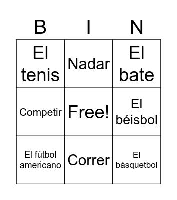 Sports Bingo Card