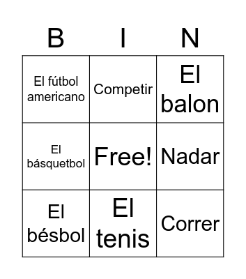 Sports Bingo Card