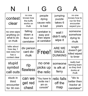 VOW by the big guy him self IceCubes Bingo Card