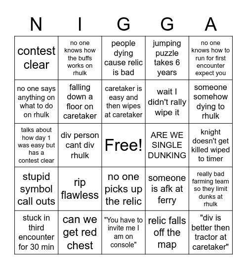 VOW by the big guy him self IceCubes Bingo Card