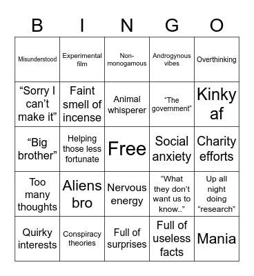 Aquarius Bingo Card