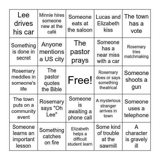 When Calls the Hear Bingo Card