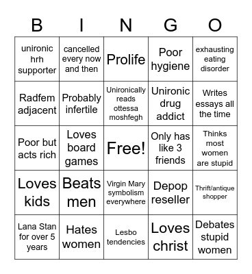 Nicole Bingo Card