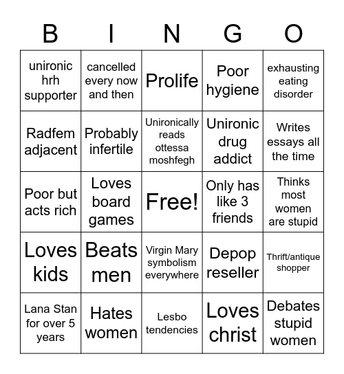 Nicole Bingo Card