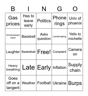 What will he say Bingo Card