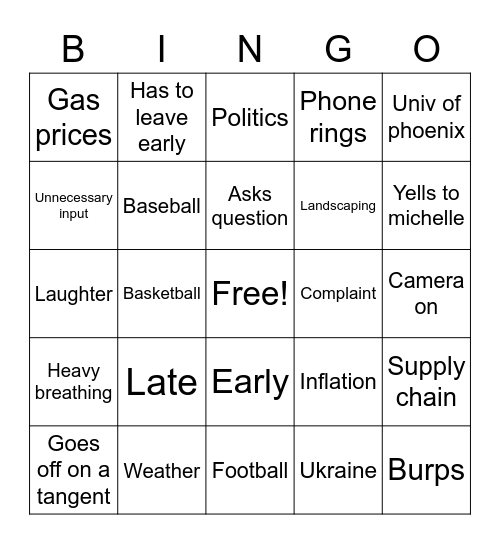 What will he say Bingo Card