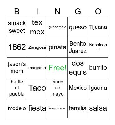 Tijuana Bingo Card