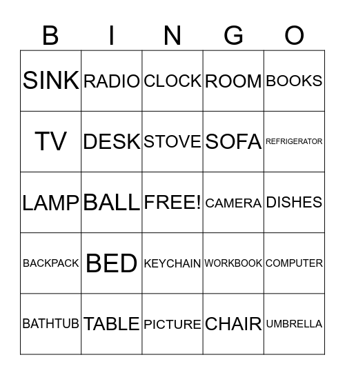 MY HOUSE  UNIT 6 Bingo Card