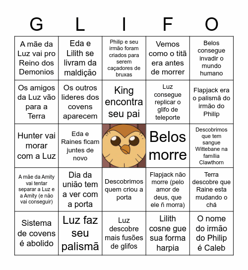 The Owl House Bingo Card