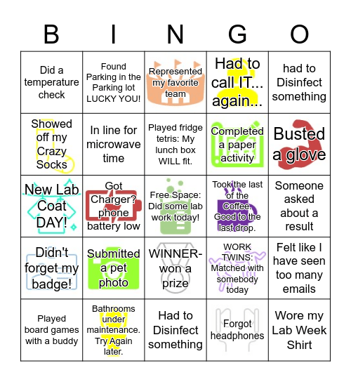 2022 Lab Week Bingo Card