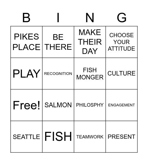 FISH Bingo Card