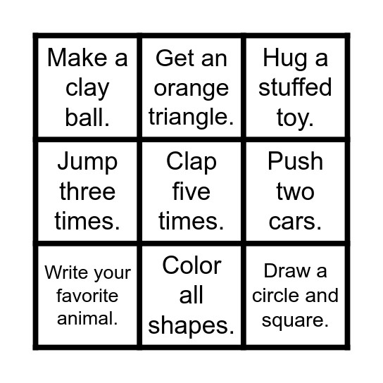 Following Commands BINGO Card