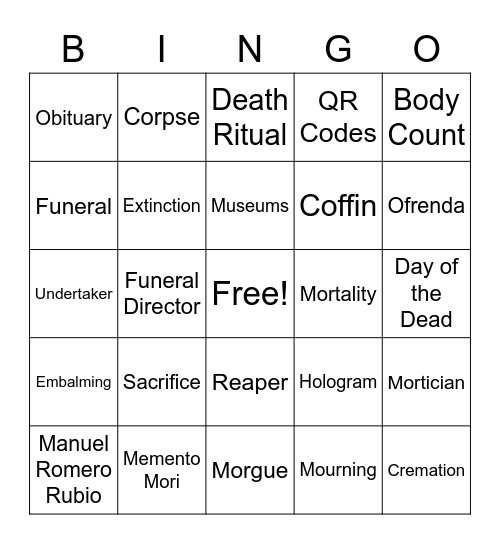 GESM 120 Bingo Card