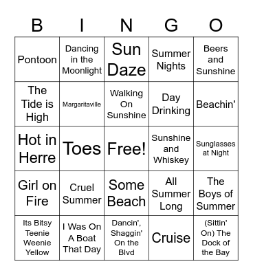 Welcome to the SUMMER season! Bingo Card