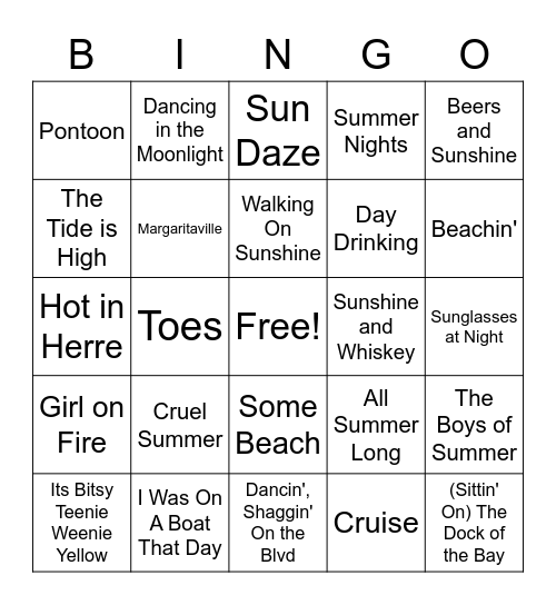 Welcome to the SUMMER season! Bingo Card
