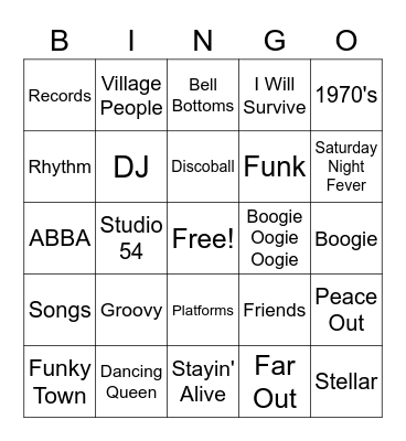 Disco Bingo Card